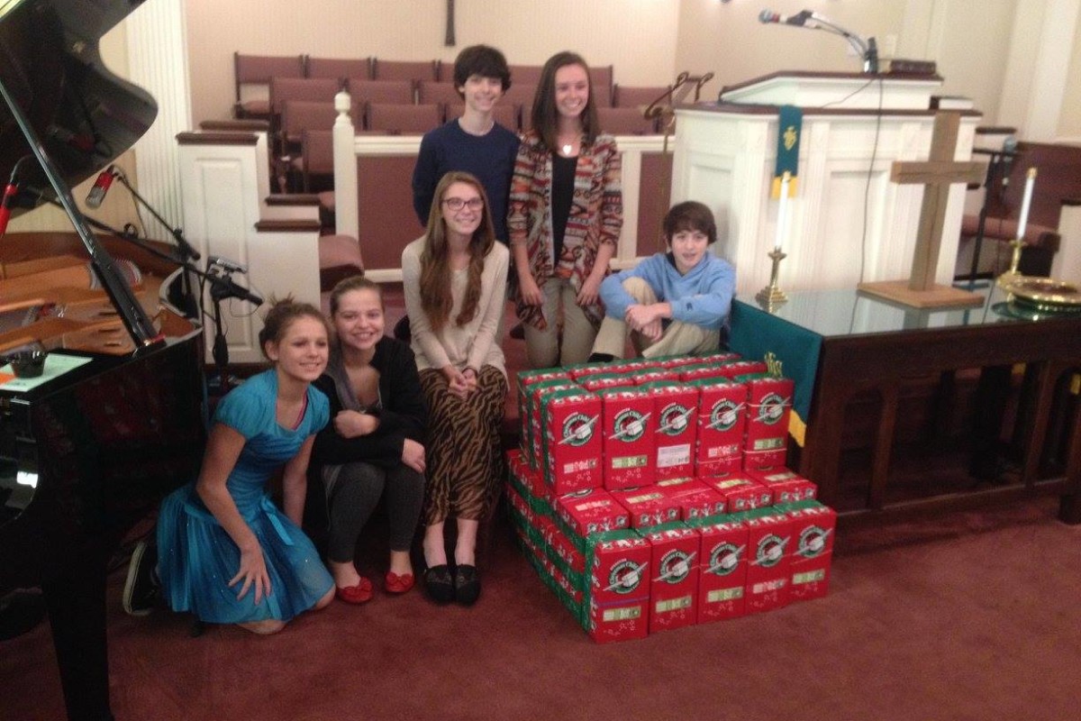 Young's Chapel collected 51 shoeboxes for 2015